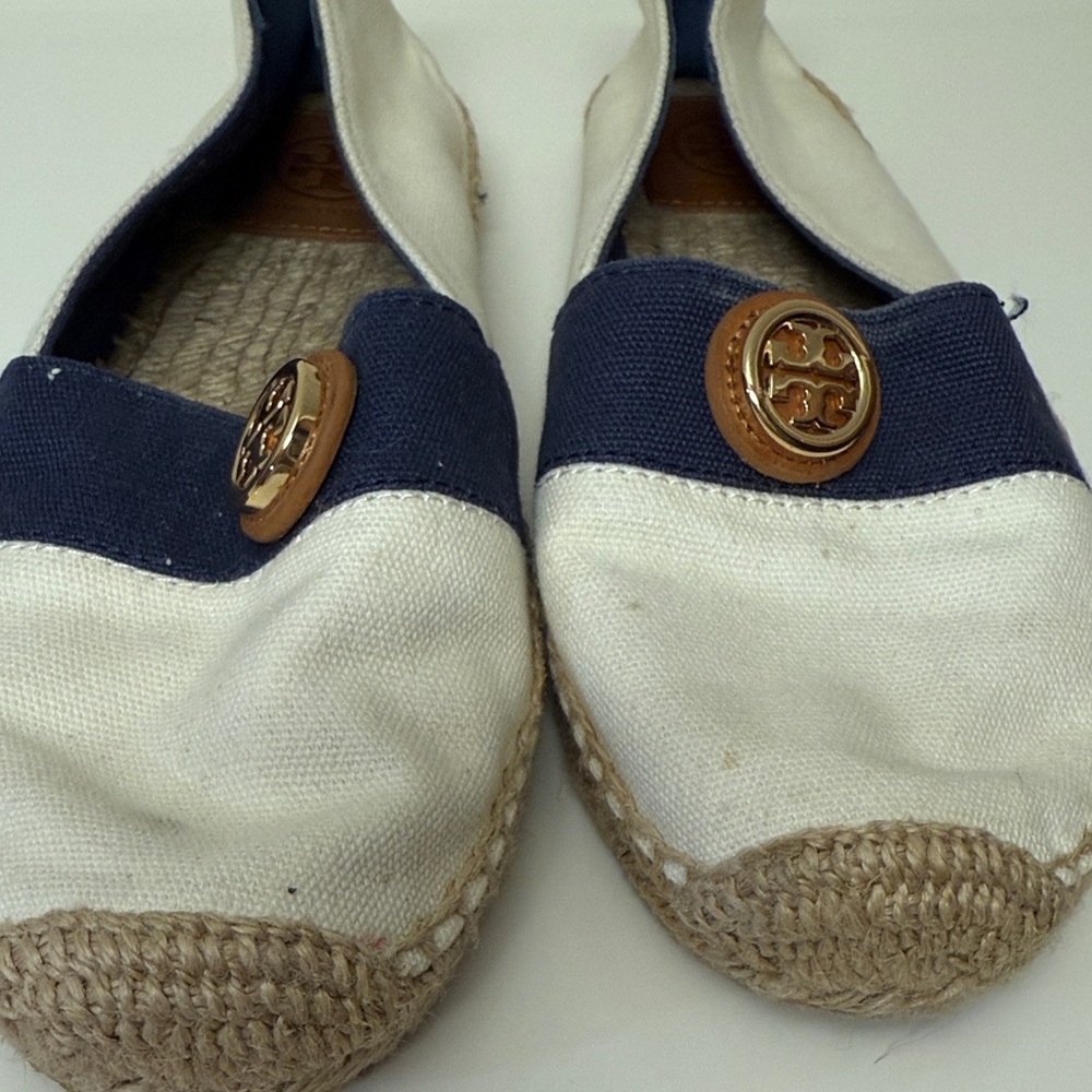Tory Burch Cream and Navy Espadrilles - Picture 3 of 8